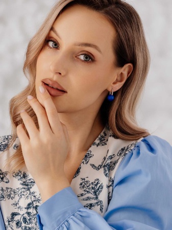 Серьги из серебра с кошачий глазами