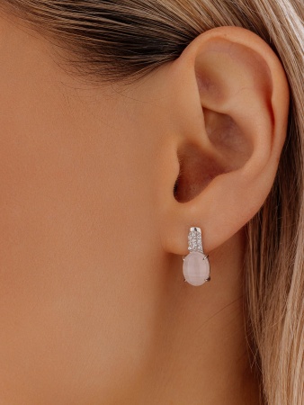 Серьги из серебра с кварцем и фианитами