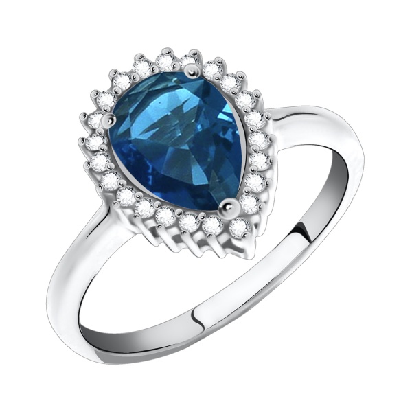 Кольцо из серебра с кристалл ювелирныйом и фианитами со скидкой