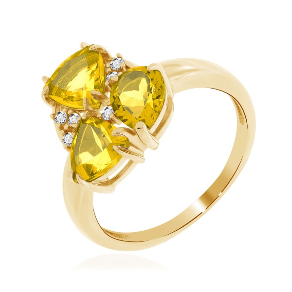 Кольцо из серебра с цитринами и фианитами со скидкой