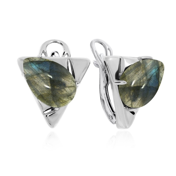 Серьги из серебра с лабрадоритами 2340Л02366 от KRASNOE, металл Серебро, вставка Лабрадорит