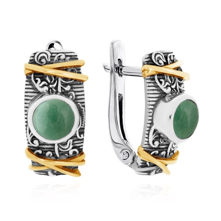 Серьги из серебра с авантюрин натур.ами 2317361365-1-60 от KRASNOE, металл Серебро, вставка Авантюрин Натур. Серьги из серебра с авантюрин натур.ами 2317361365-1-60 от KRASNOE, металл Серебро, вставка Авантюрин Натур.