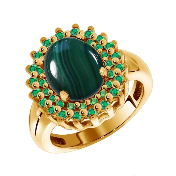 Купить кольцо из серебра с малахитом и ситаллами в интернет-магазине KRASNOE