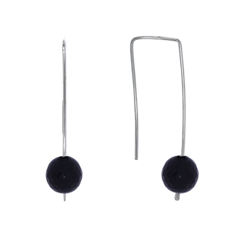 Серьги из серебра с ониксом 2340431064 от KRASNOE, металл Серебро, вставка 