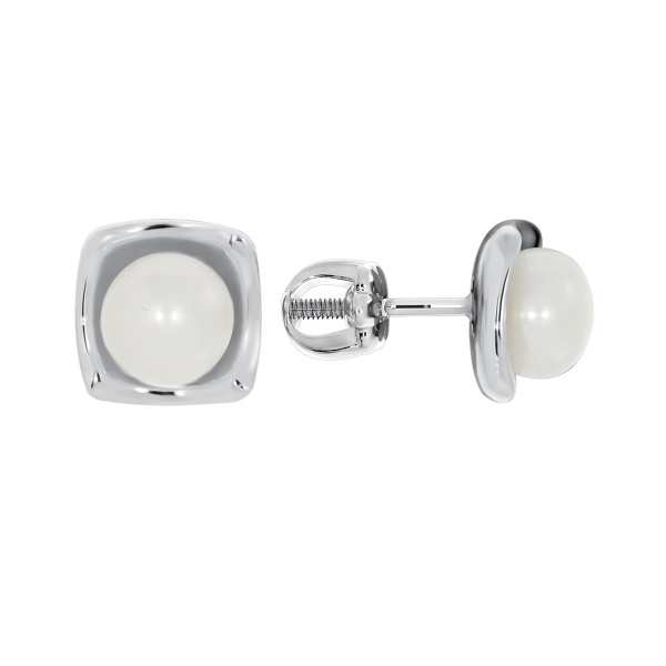 Пусеты из серебра с жемчугами 2340051220 от KRASNOE, металл Серебро, вставка Жемчуг