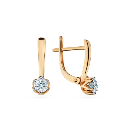 Серьги из золота с фианитом 2000259 от KRASNOE, металл Золото, вставка 