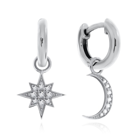 Серьги из серебра с фианитами