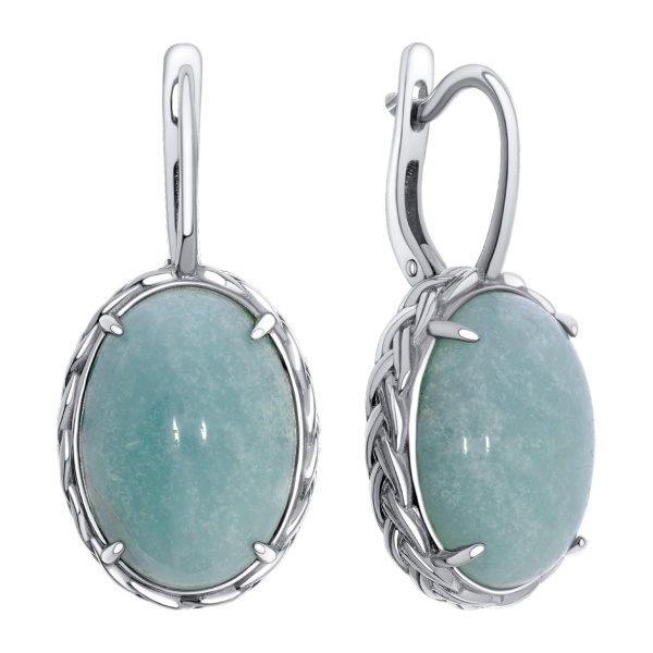 Серьги из серебра с амазонитами 2340375705 от KRASNOE, металл Серебро, вставка Амазонит