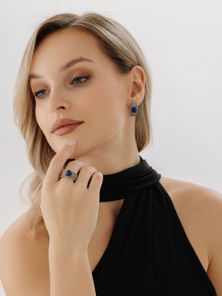Купить кольцо из серебра с лазуритом в интернет-магазине KRASNOE