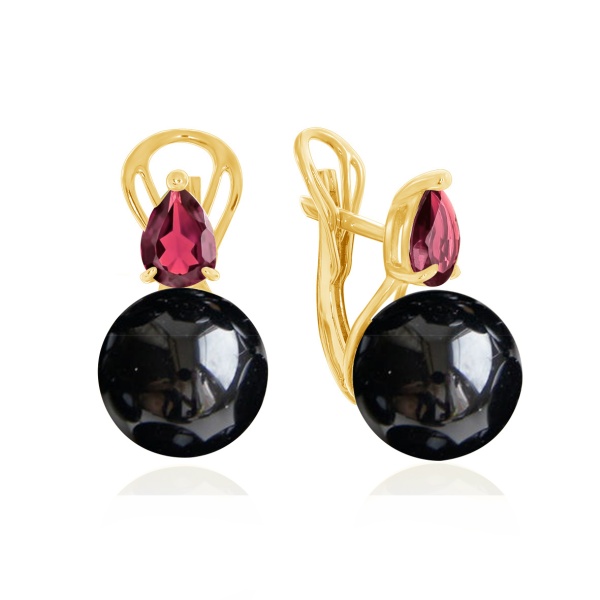 Серьги из серебра с агатами и родолитами 2320871396-1-100 от KRASNOE, металл Серебро, вставка Агат