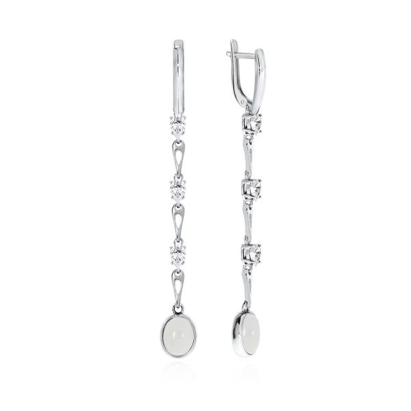 Серьги из серебра с агатами и фианитами со скидкой