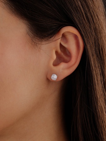 Пусеты из серебра с фианитами