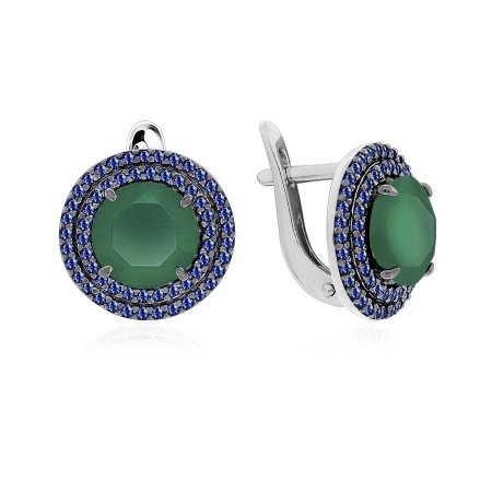 Серьги из серебра с агатами и ситаллами 2348391561л-82 от KRASNOE, металл Серебро, вставка Агат