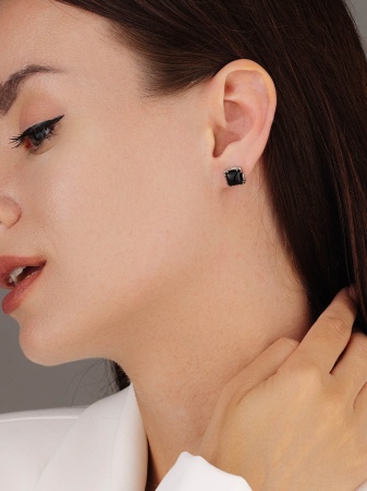 Пусеты из серебра с агатами