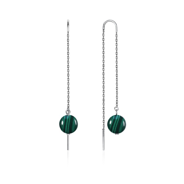 Серьги из серебра с малахитами