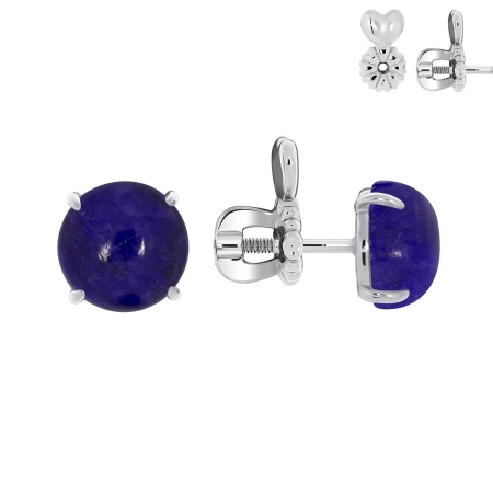 Пусеты из серебра с агатами