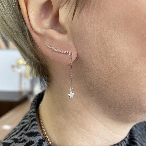 Серьги из серебра с фианитами