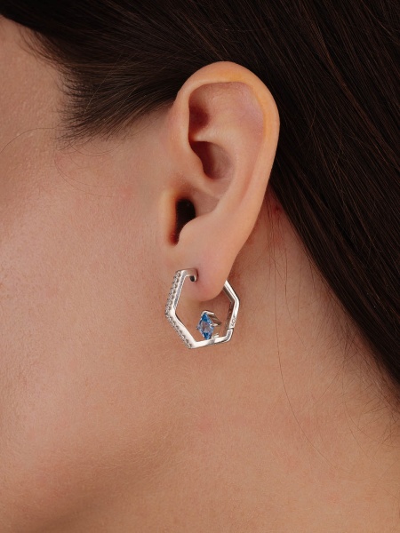 Серьги из серебра с ситаллами и фианитами