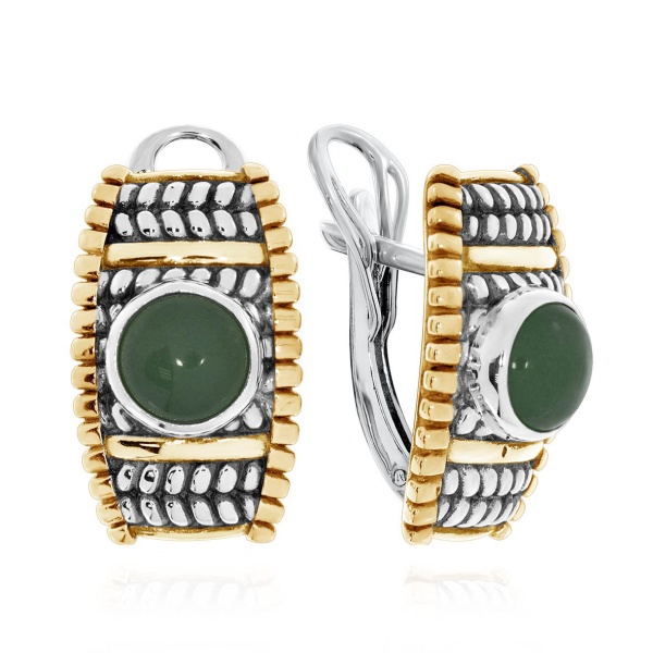 Серьги из серебра с авантюрином 2317361755-1-60 от KRASNOE, металл Серебро, вставка Авантюрин Натур.