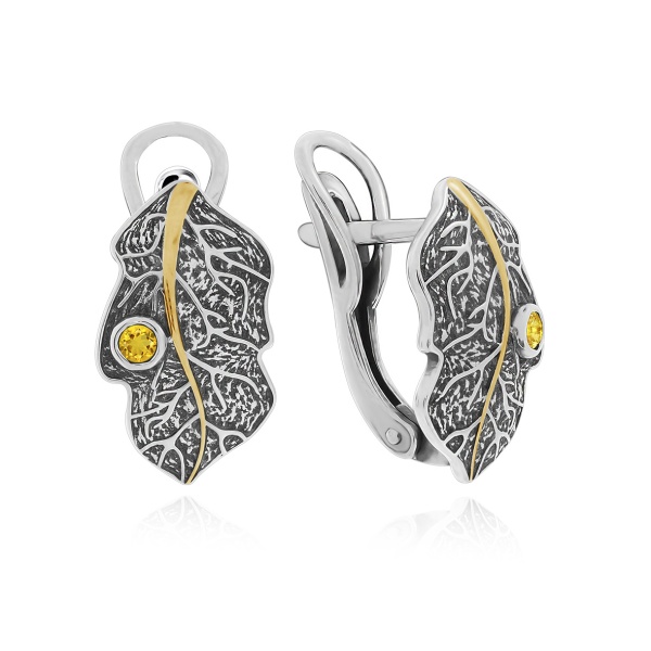 Серьги из серебра с цитринами