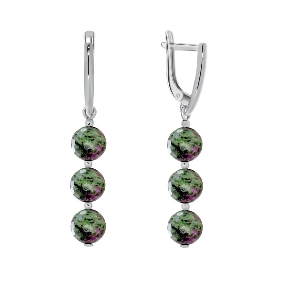 Серьги из серебра с цоизитами