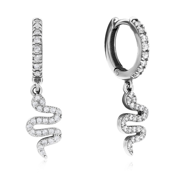 Серьги из серебра с фианитом со скидкой