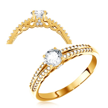 Купить кольцо из серебра с муассанитом и фианитами в интернет-магазине KRASNOE