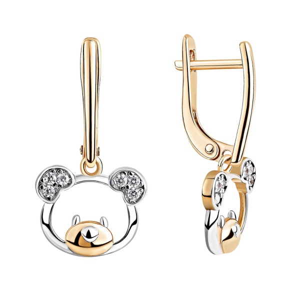 Серьги из серебра с фианитом