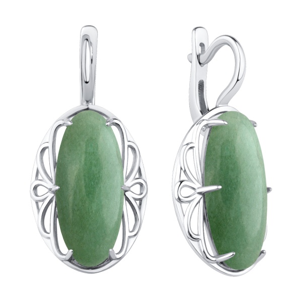 Серьги из серебра с авантюрином 2340365791-1-60 от KRASNOE, металл Серебро, вставка Авантюрин Натур.