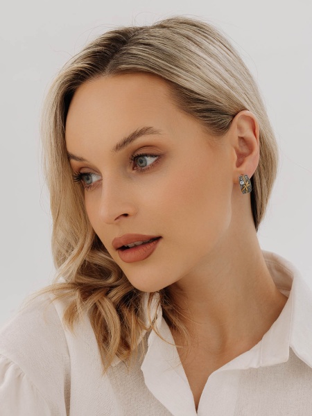 Серьги из серебра с топаз свисс