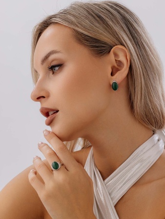 Серьги из серебра с авантюрином