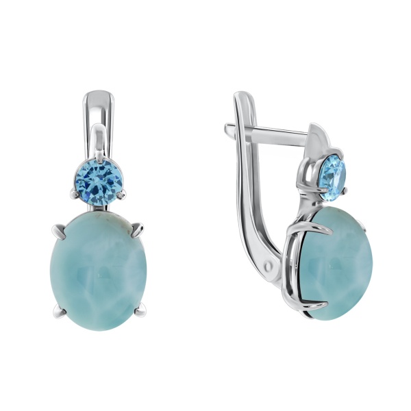 Серьги из серебра с ларимаром