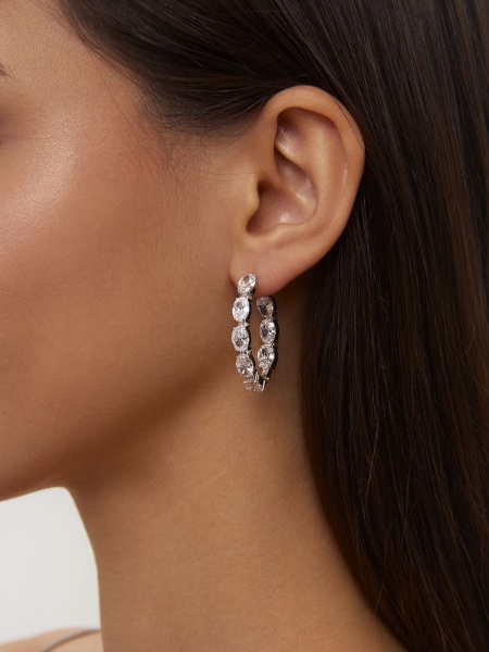 Серьги из серебра с фианитом