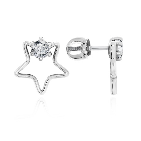 Пусеты из серебра с фианитами