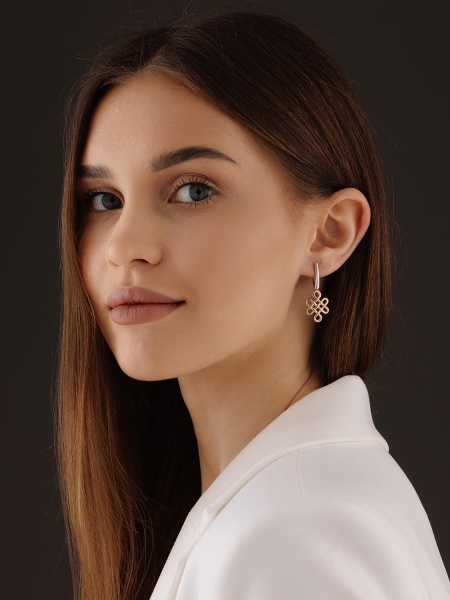 Серьги из серебра без вставок 2350401643 от KRASNOE, металл Серебро, вставка Без вставок