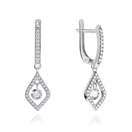 Серьги из серебра с фианитом 2340200771л от KRASNOE, металл Серебро, вставка Фианит