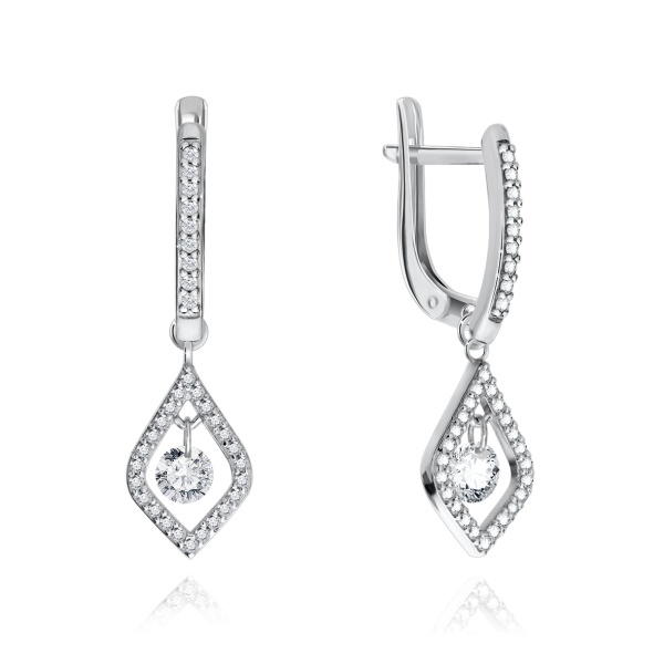 Серьги из серебра с фианитом 2340200771л от KRASNOE, металл Серебро, вставка Фианит
