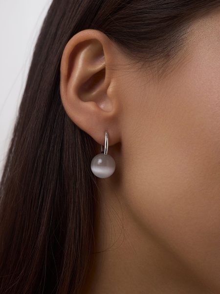 Серьги из серебра  2340264318-21 от KRASNOE, металл Серебро, вставка Кошачий глаз