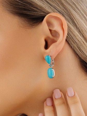 Серьги из серебра с бирюзой (имитация из природного материала)