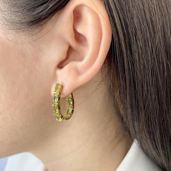 Серьги из серебра с хризолитами