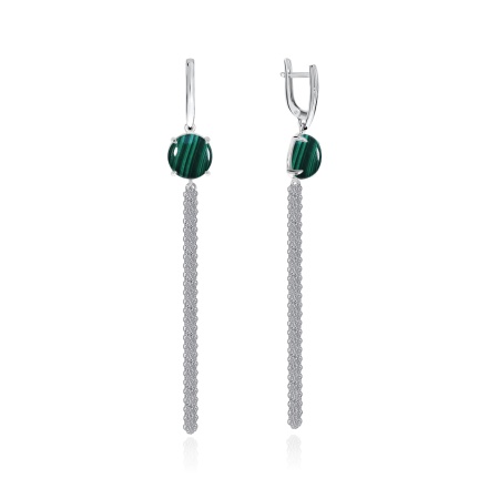 Серьги из серебра с малахитами 2340382304-3 от KRASNOE, металл Серебро, вставка Малахит