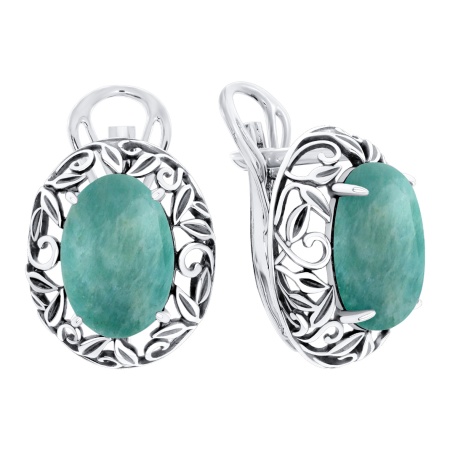 Серьги из серебра с агатом 2310375727 от KRASNOE, металл Серебро, вставка Амазонит
