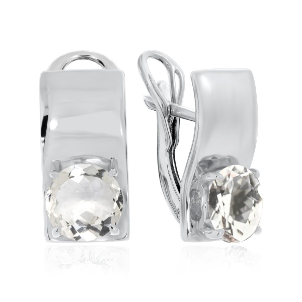 Серьги из серебра с хрусталём 2340521114 от KRASNOE, металл Серебро, вставка Горный хрусталь