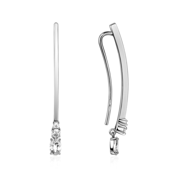 Серьги из серебра с фианитами