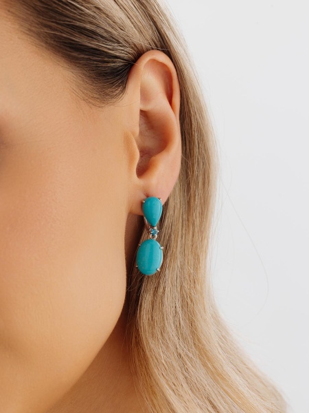 Серьги из серебра с бирюзой (имитация из природного материала) в ювелирном интернет-магазине