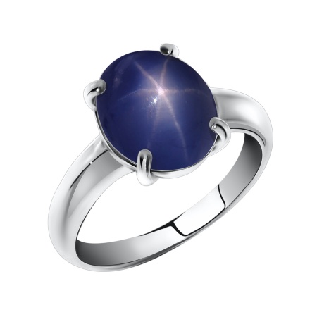 Кольцо из серебра с сапфир звездчатыйом со скидкой