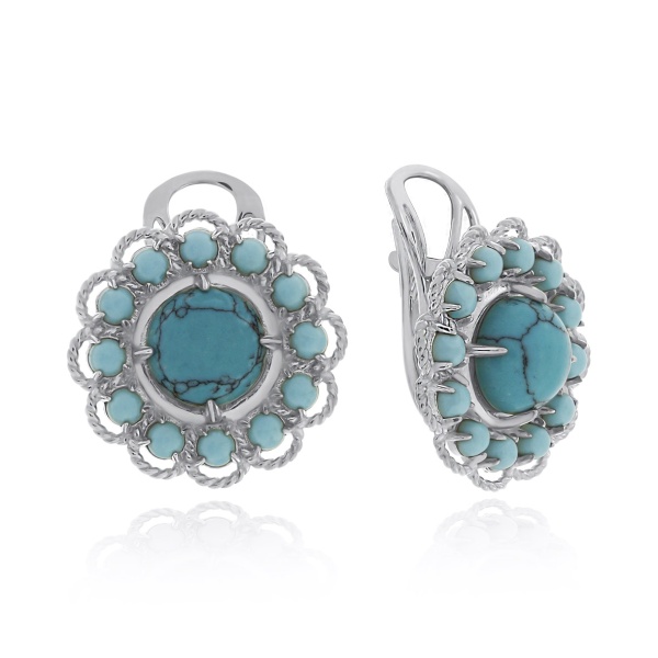 Серьги из серебра с бирюзой со скидкой