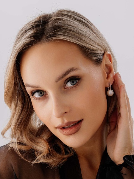 Серьги из серебра с жемчугом 2340241557-1 от KRASNOE, металл Серебро, вставка Жемчуг Имитация