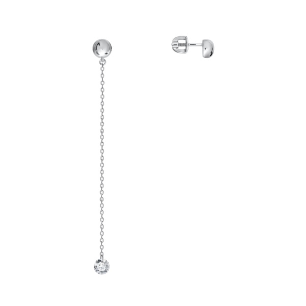 Пусеты из серебра с фианитом 2340200763-3 от KRASNOE, металл Серебро, вставка Фианит