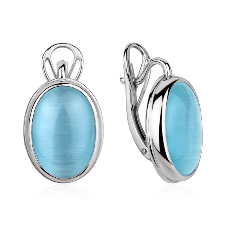 Серьги из серебра с кошачим глазом